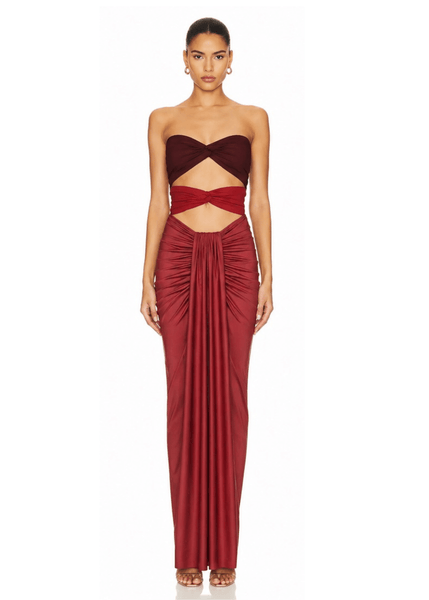 giselle maxi dress product info and reviews S / Tramonto Arancia Color:Vine Leaf True to size silk cocktail dress Everything She Wants Sleeveless