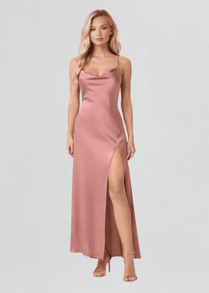 Peony Silky Drape Maxi Dress M / Peony pink