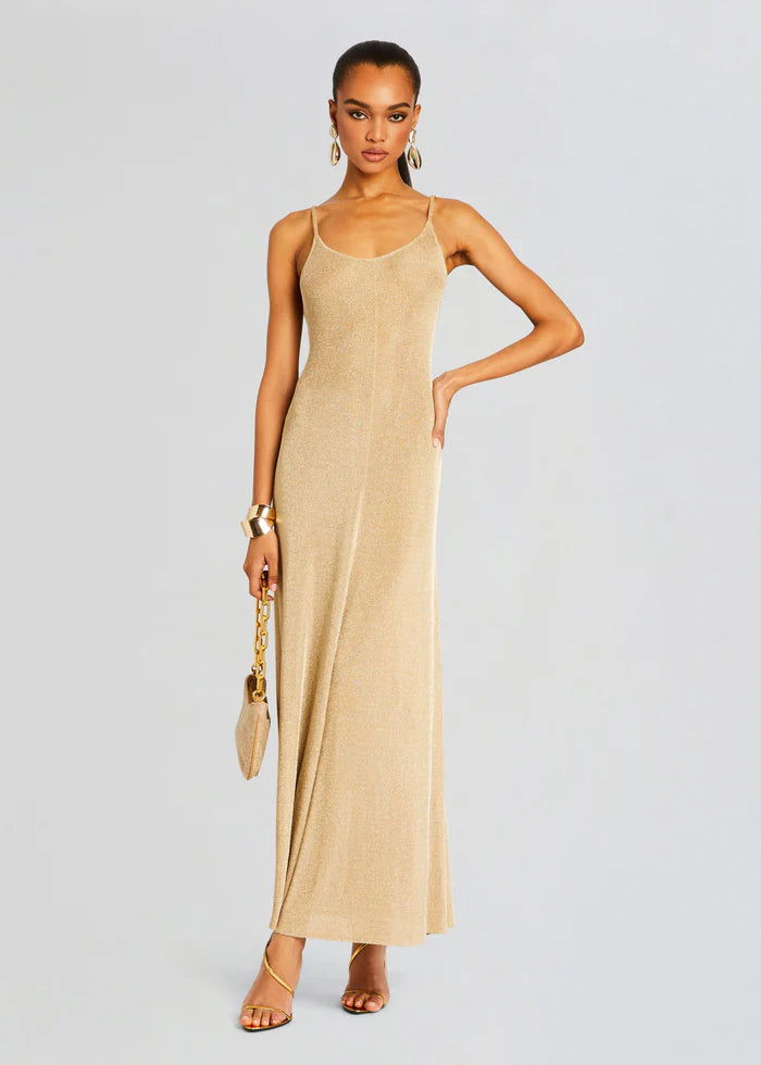 Mabeline Metallic Knit Gown in Gold