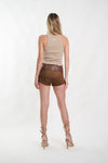 Lucy Faux Suede Micro Short in Brown