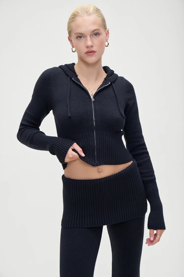 Aimee Zip Up Hoodie in Black - Ché by Chelsey