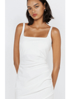 Aveline Tuck Midi Dress in White - Ché by Chelsey