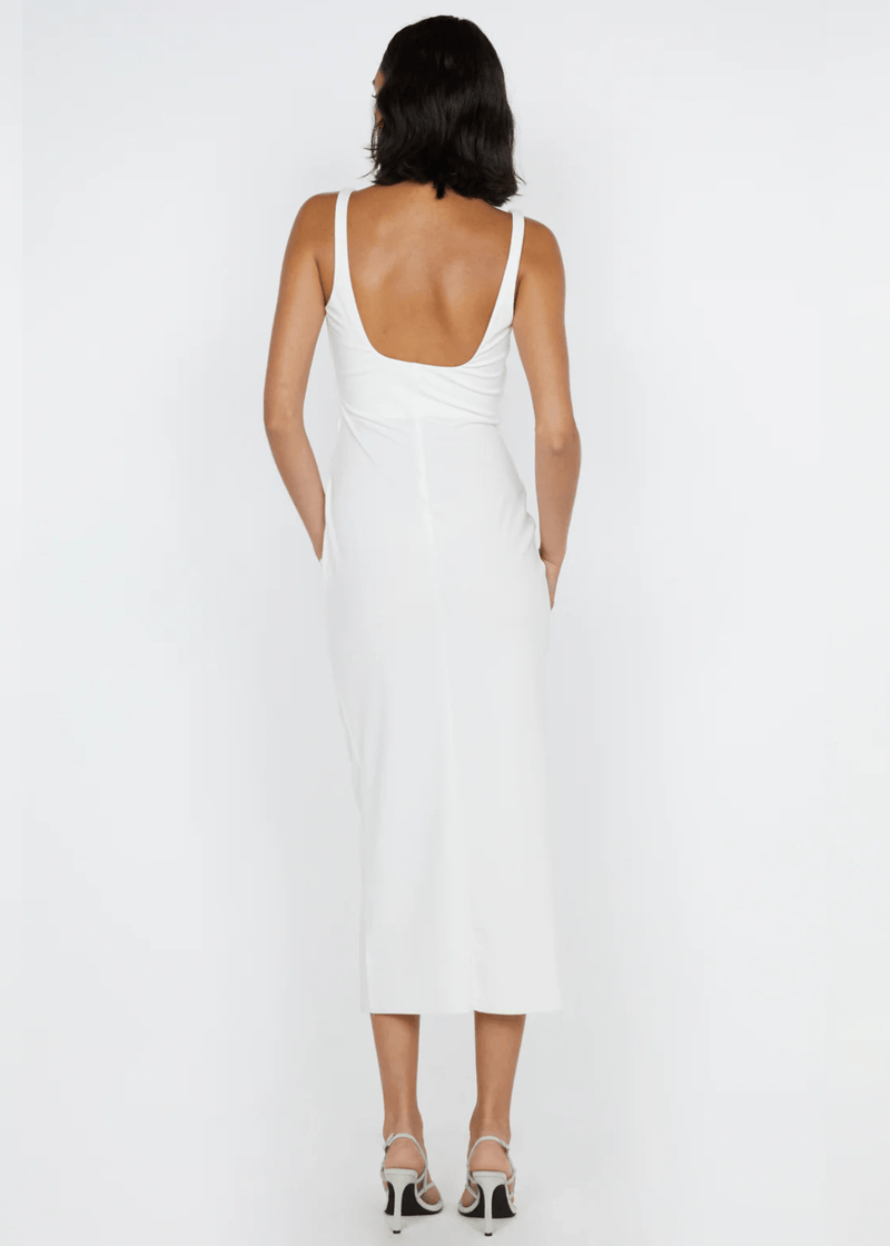 Aveline Tuck Midi Dress in White - Ché by Chelsey