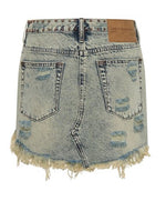 Blue Dust Studded Junkyard Low Waist Denim Skirt - Ché by Chelsey