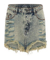 Blue Dust Studded Junkyard Low Waist Denim Skirt - Ché by Chelsey