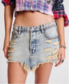 Blue Dust Studded Junkyard Low Waist Denim Skirt - Ché by Chelsey