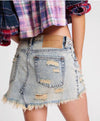 Blue Dust Studded Junkyard Low Waist Denim Skirt - Ché by Chelsey