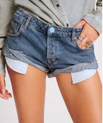 Blue Thunder Bandits Low Waist Denim Shorts - Ché by Chelsey