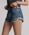 Blue Thunder Bandits Low Waist Embellished Denim Shorts - Ché by Chelsey