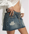 Boys Club Blue Belted Low Waist Denim Mini Skirt - Ché by Chelsey