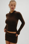 Briar Knit Mini Skort in Chocolate Brown - Ché by Chelsey