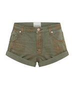 Bronze Khaki Bandits Low Waist Denim Shorts - Ché by Chelsey