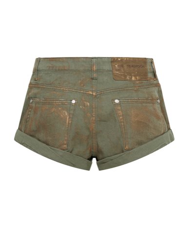 Bronze Khaki Bandits Low Waist Denim Shorts - Ché by Chelsey