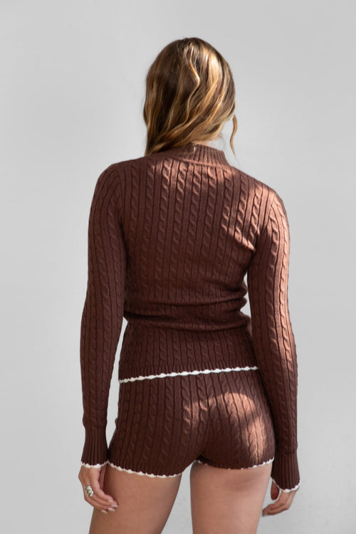 Carlotta Cable Knit Two Piece Lounge Short Set - Ché by Chelsey