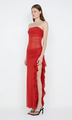 Celyse Strapless Dress in Rouge - Ché by Chelsey