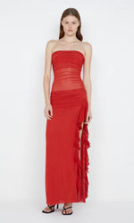 Celyse Strapless Dress in Rouge - Ché by Chelsey