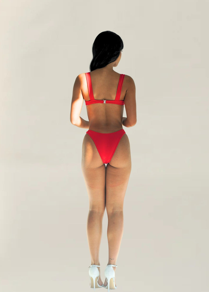 Cleo Bikini Bottom in Red - Ché by Chelsey