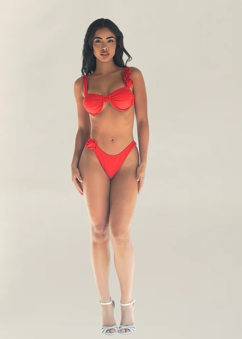 Cleo Bikini Bottom in Red - Ché by Chelsey