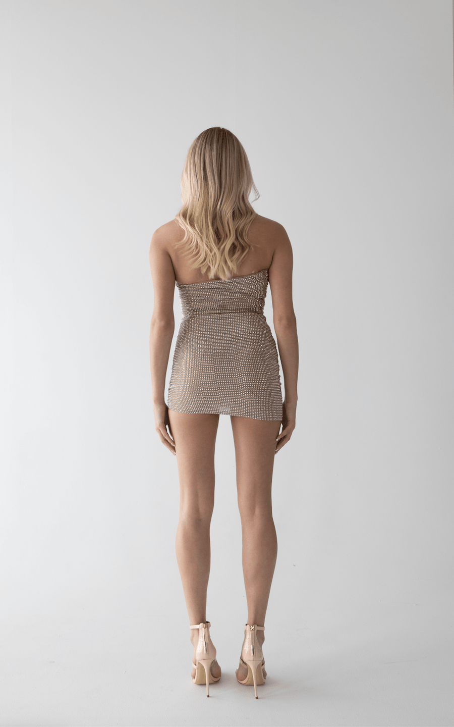 ♡ ❣️ check mini dress beige M Beige Underbust Dress - Ribbed Bodycon Dress - Dress