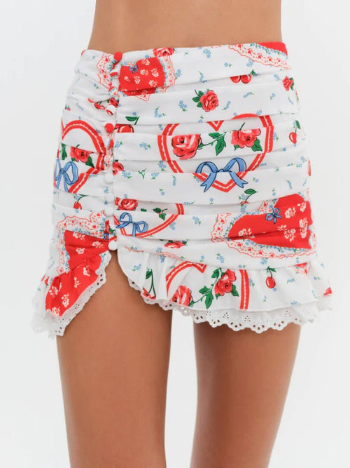 Daisy Mae Mini Skirt in Red - Ché by Chelsey