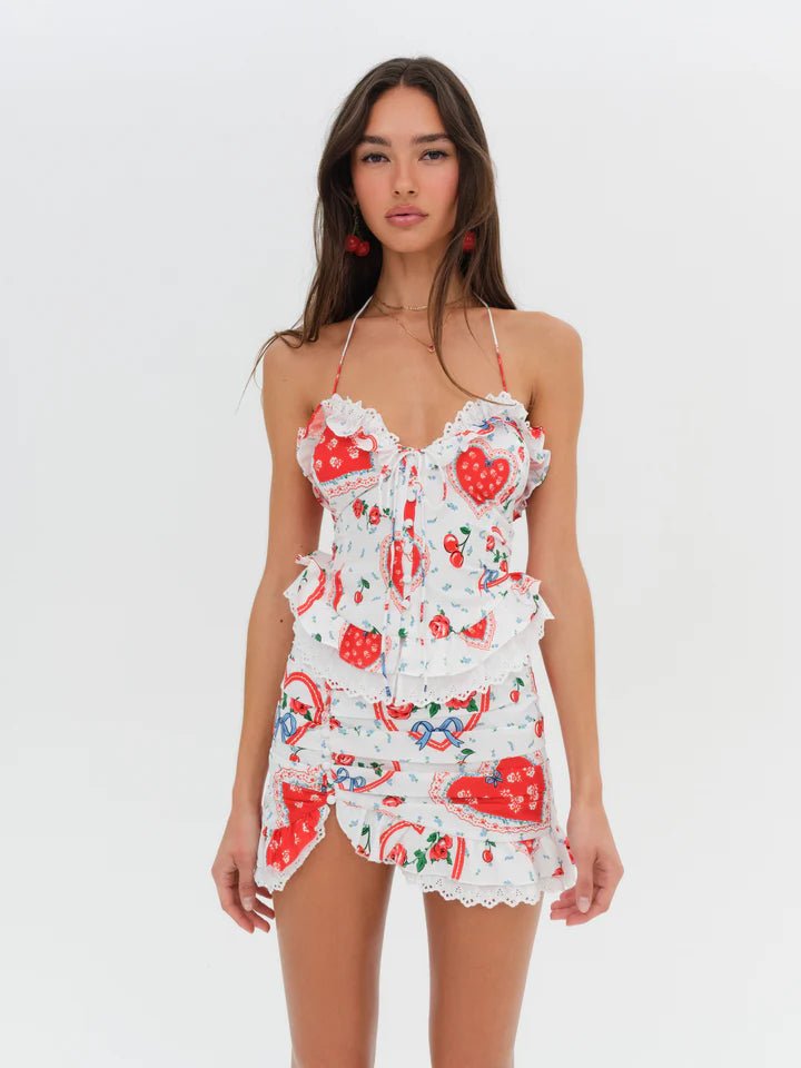 Daisy Mae Mini Skirt in Red