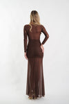 Eva Mesh Maxi Dress in Brown - Ché by Chelsey