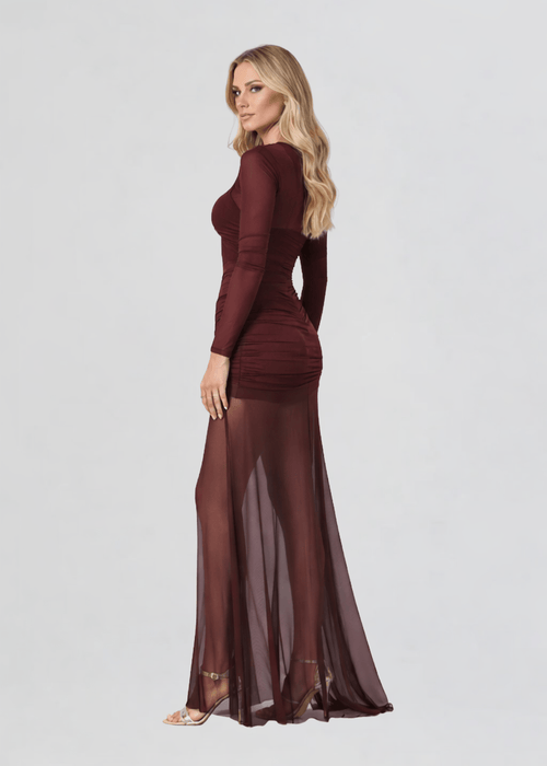 fitted lace wedding dress Mieazom Women's Long Sleeve Maxi Dress 2025 Fall Crewneck Knit Casual Solid  Wedding Guest Flowy Long Dress with Pockets Wine Red S at Amazon Women's  Clothing store main image 1