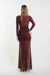 Eva Mesh Maxi Dress in Burgundy - Ché by Chelsey