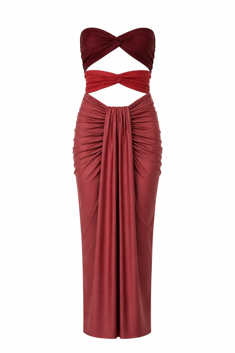 giselle cut out maxi dress Abercrombie & Fitch The A&F Giselle Pleated One-Shoulder Cutout Maxi Dress