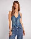 Gritty Blue Halter Denim Top - Ché by Chelsey