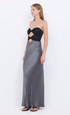 Halle Strapless Dress in Gunmetal Black - Ché by Chelsey