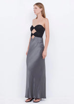 Halle Strapless Dress in Gunmetal Black - Ché by Chelsey