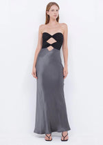 Halle Strapless Dress in Gunmetal Black - Ché by Chelsey