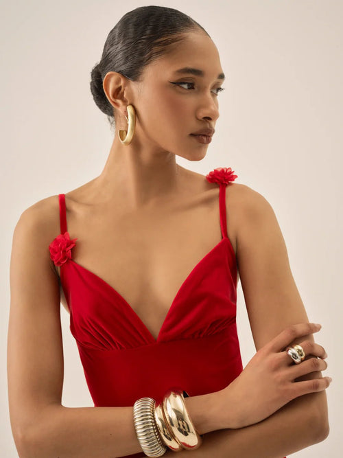 Huda Maxi Dress in Red - Ché by Chelsey