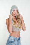 Jewel Mesh Crop Hoodie in Silver - Ché by Chelsey
