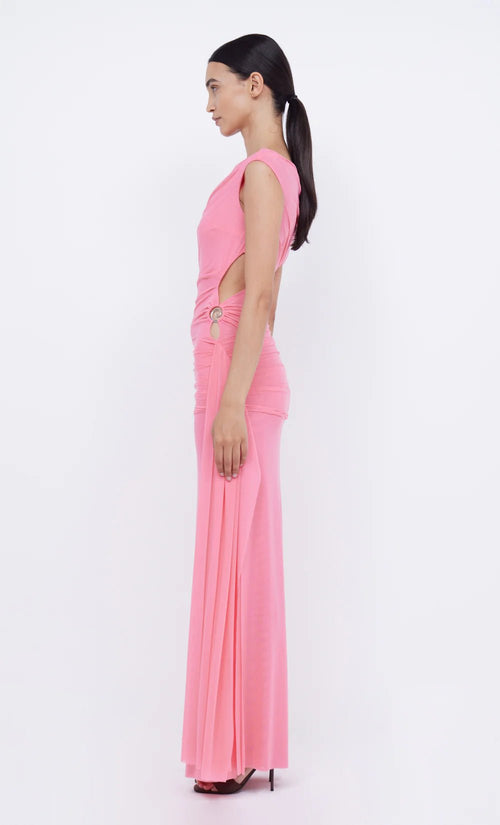 Kailani Asymmetrical Dress in Grapefruit Pink - Ché by Chelsey