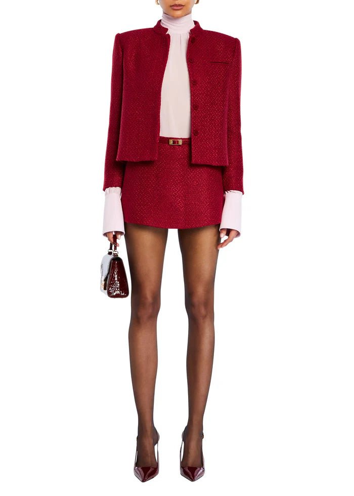 Karla Boucle Mini Skirt in Ruby Red - Ché by Chelsey