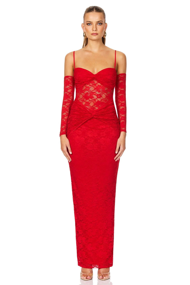 Lene Lace Maxi in Red - Ché by Chelsey