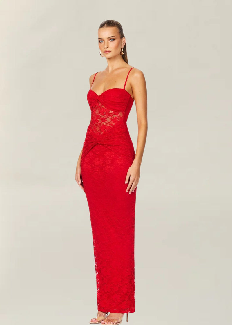 Lene Lace Maxi in Red - Ché by Chelsey