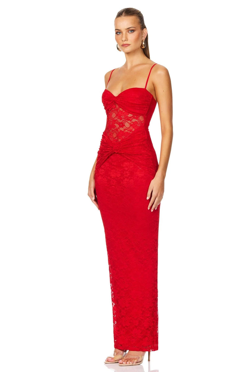 Lene Lace Maxi in Red - Ché by Chelsey