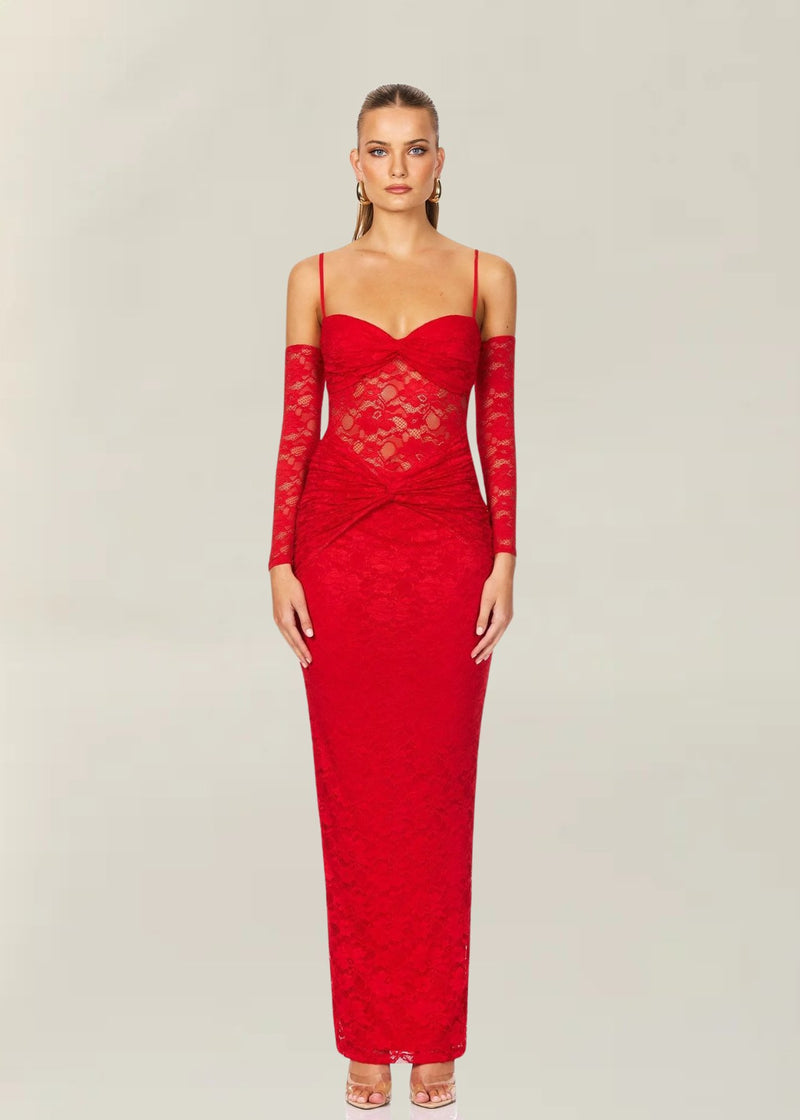 Lene Lace Maxi in Red - Ché by Chelsey