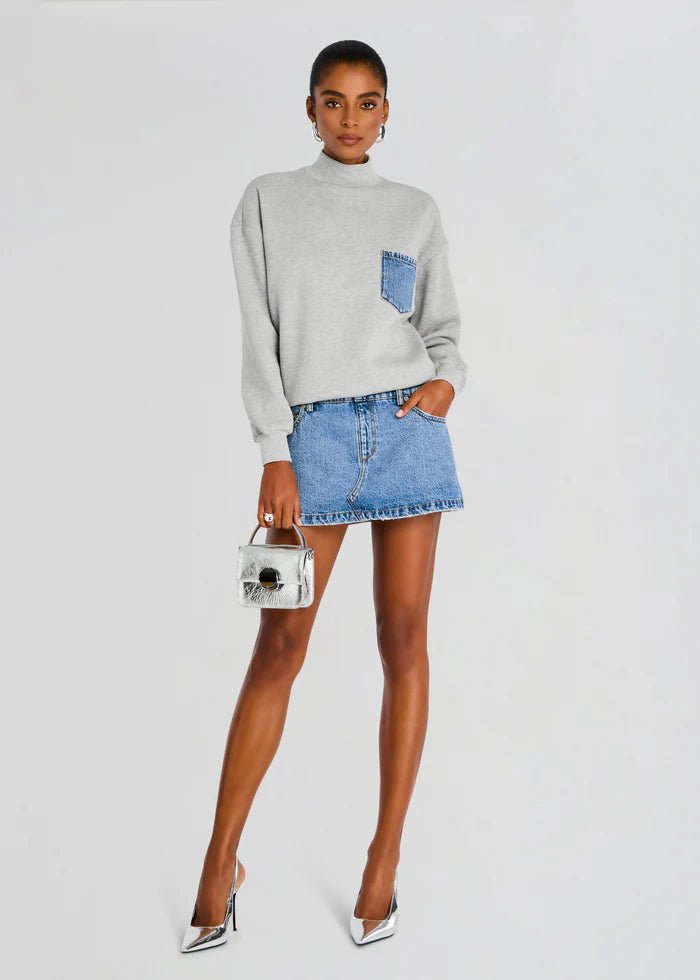 Marley Terry Denim Sweater Dress in River - Ché by Chelsey