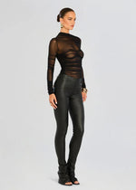 Mila Ruched Bodysuit with Asymetric Neck in Black - Ché by Chelsey