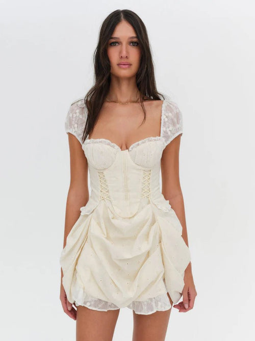 Morgan Mini Dress in White - Ché by Chelsey