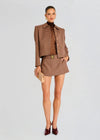 Myna Tailored Mini Skort in Camel Houndstooth - Ché by Chelsey