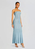 Narissa Metallic Knit Maxi Dress in Sky Blue - Ché by Chelsey