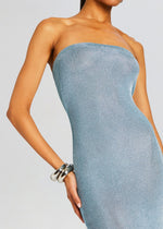 Narissa Metallic Knit Maxi Dress in Sky Blue - Ché by Chelsey