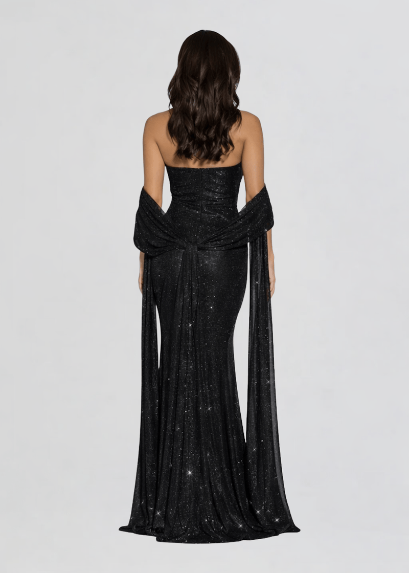Pauline Maxi Dress in Black Sparkle