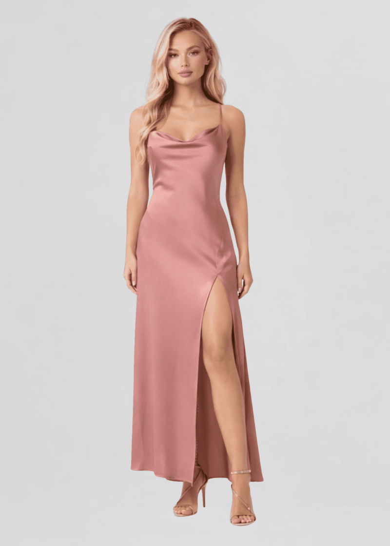 Peony Silky Drape Maxi Dress M / Peony Pink
