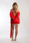 Rhapsody Deep Plunge Mini Dress in Red - Ché by Chelsey